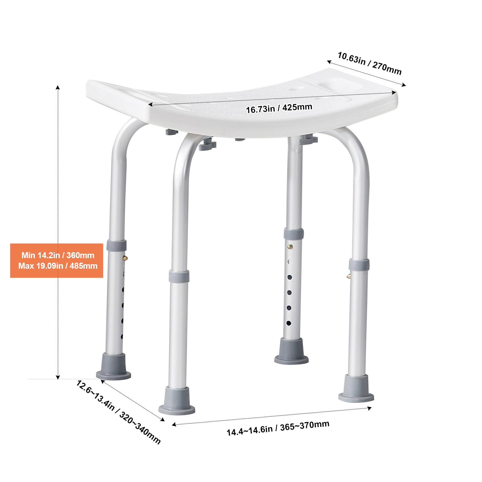 Adjustable Shower Chair With Handles And Non-slip Seat For Elderly_voghion.com